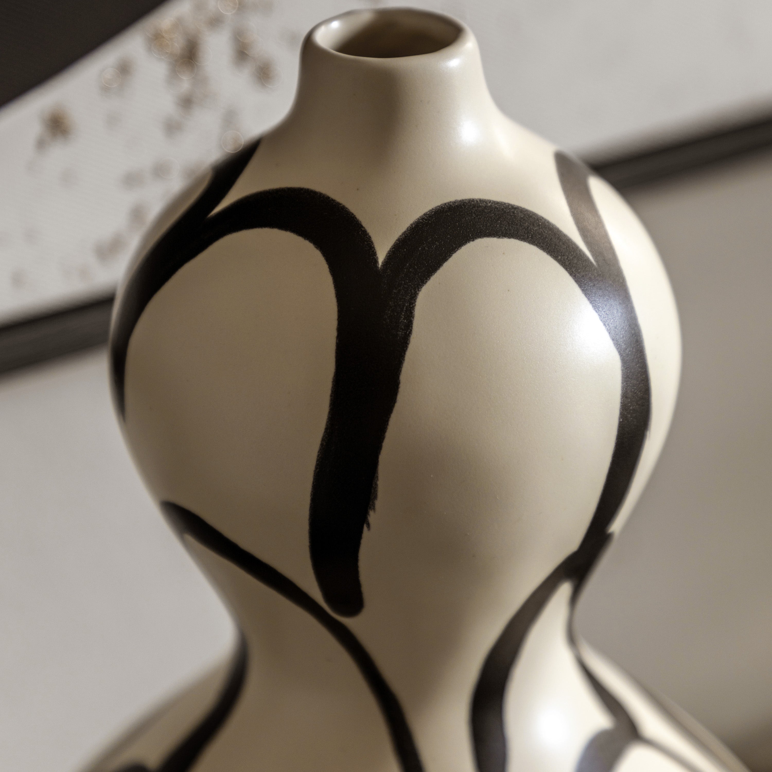 Alloa Hand Painted Monochrome Curved Vase